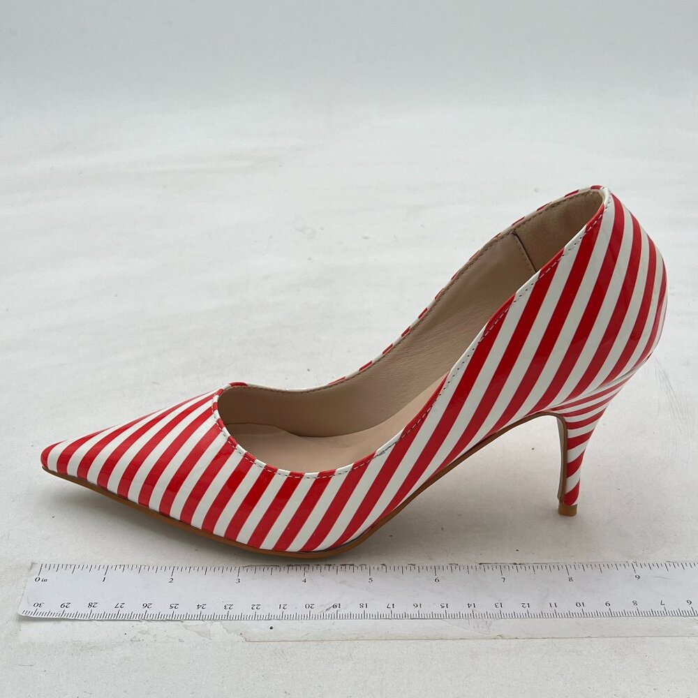Ydn Red Stripe Pointed Closed Toe Stiletto Heel P… - image 2